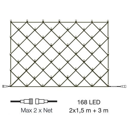 Netz Lichtnetz 2x1,5m mit 168 Lichtpunkten
