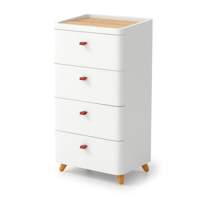 Noční stolek se 4 zásuvkami noční stolek komoda s vyjímatelným organizérem bílý 42 x 32 x 81.5 cm