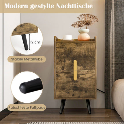 Noční stolek s nabíjecí stanicí, 2 zásuvky, USB porty, 40x32x60 cm