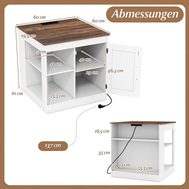Nachtkastje met oplaadstation en verstelbare planken