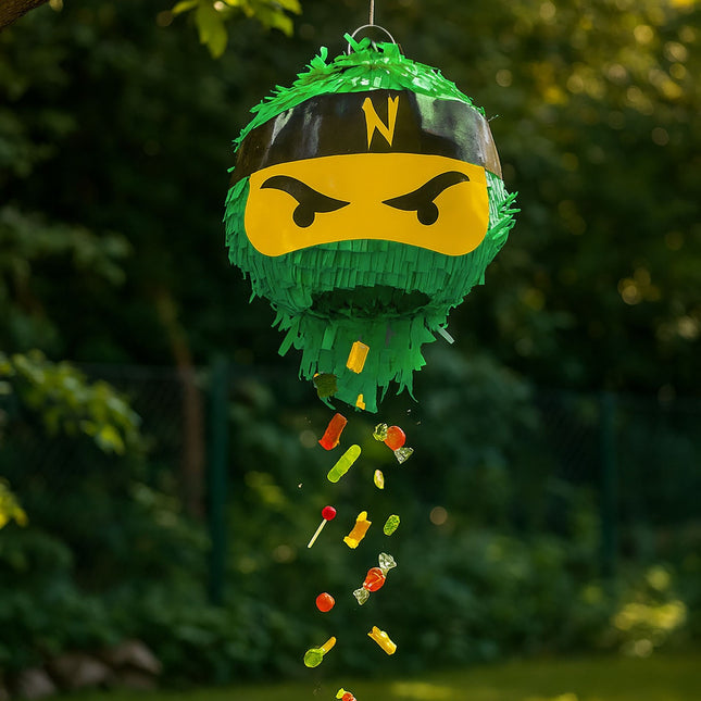 Sada piňaty ninja s pálkou a maskou na dětské oslavy