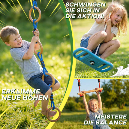 Ninja slackline dětská lezecká sada, 3v1 houpačka, nosnost 100 kg