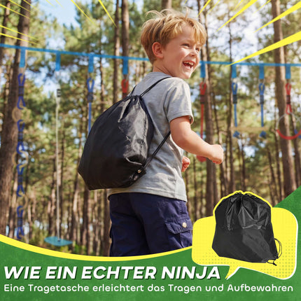 Ninja slackline dětská lezecká sada, 3v1 houpačka, nosnost 100 kg