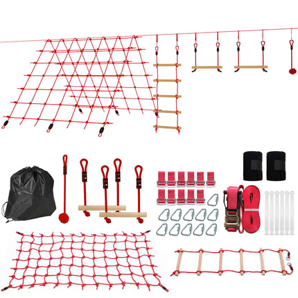 Ninja slackline sada pro děti, lezecká síť 150x300 cm