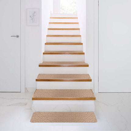 Non-Slip Beige Stair Mats, 76x20 cm, Set of 15