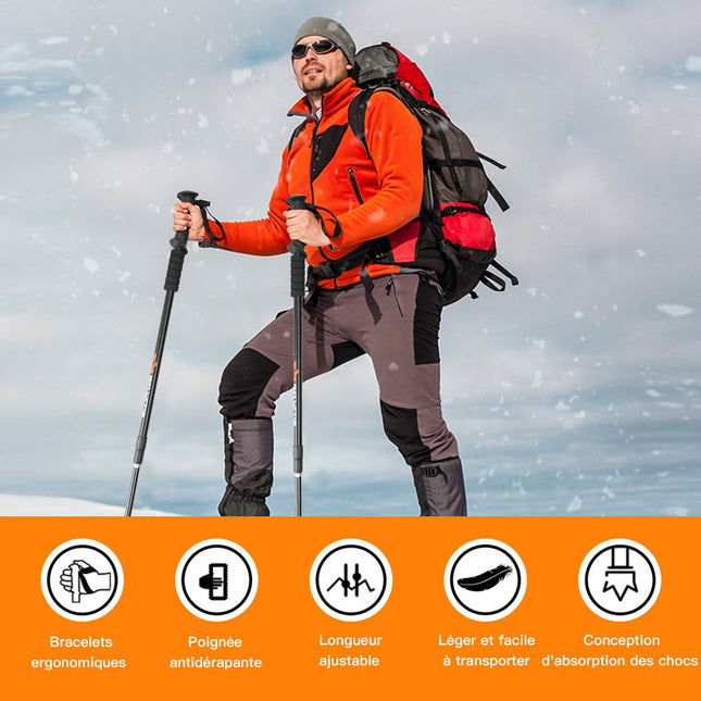 Hole na nordic walking, teleskopický hliník 65–135 cm