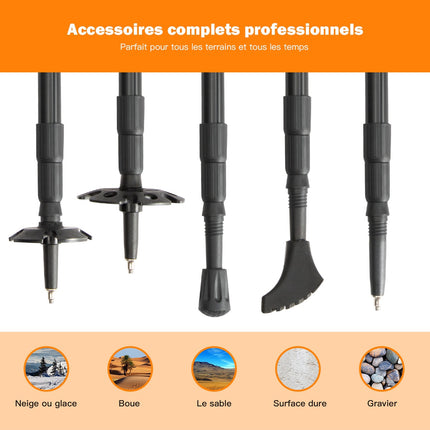 Hole na nordic walking, teleskopický hliník 65–135 cm
