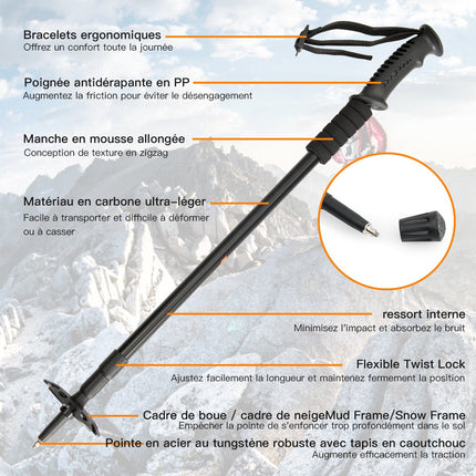 Hole na nordic walking, teleskopický hliník 65–135 cm