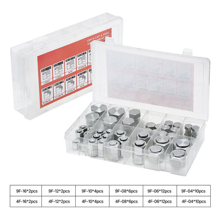 ORFS Hydraulic Cap And Plug Kit, 72-Piece, Sizes 4-16