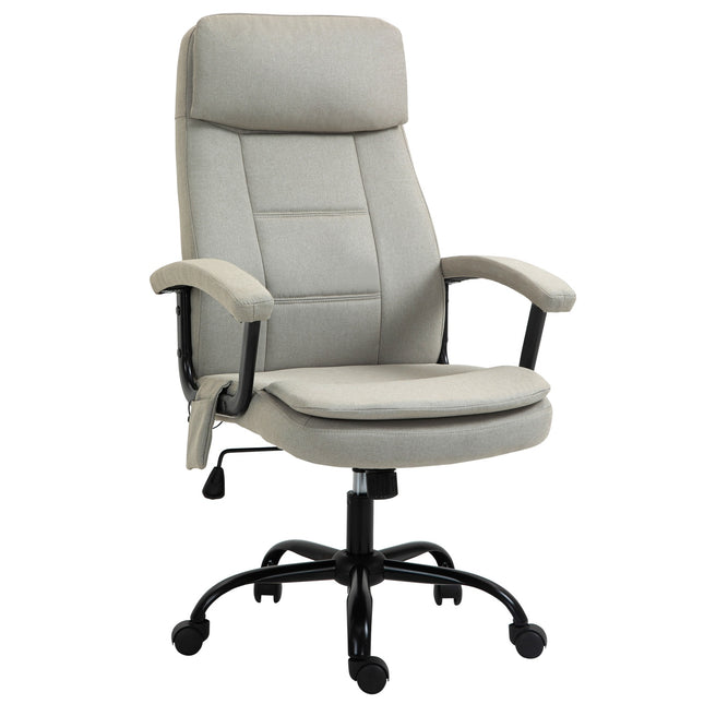 Bureaustoel Comfortabele Gamingstoel Met Lumbale Wervelkolommassage, Draaistoel, In Hoogte Verstelbaar, Linnengevoel, Beige, 63X70X112-121Cm