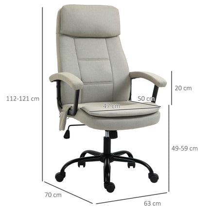 Gaming Office chair, lumbar massage, adjustable beige linen