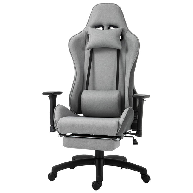 Bureaustoel Computerstoel Draaistoel Ergonomisch Met Afneembaar Hoofd En Lendenkussen Schommelfunctie Grijs 73X57X127-135 Cm