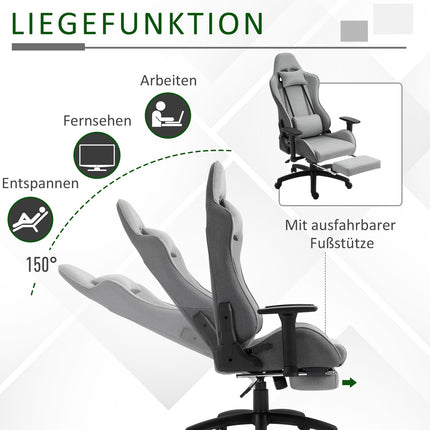 Ergonomická šedá kancelářská židle s polštáři pod hlavu a bedra