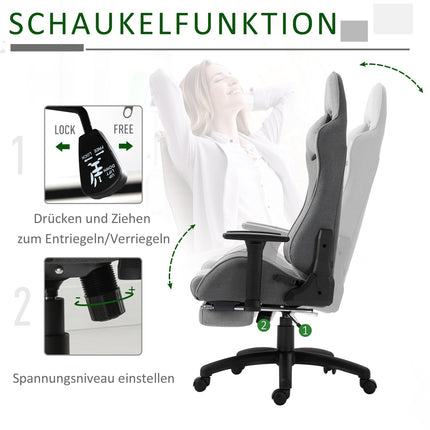 Ergonomická šedá kancelářská židle s polštáři pod hlavu a bedra