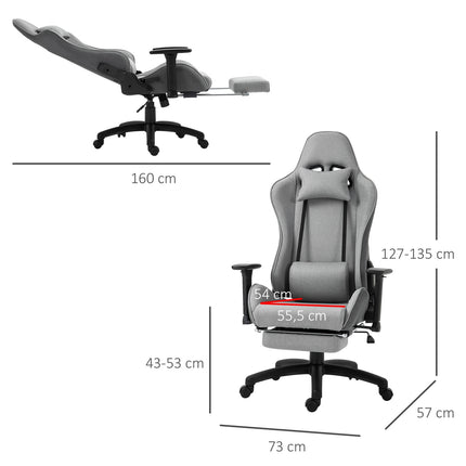 Ergonomická šedá kancelářská židle s polštáři pod hlavu a bedra