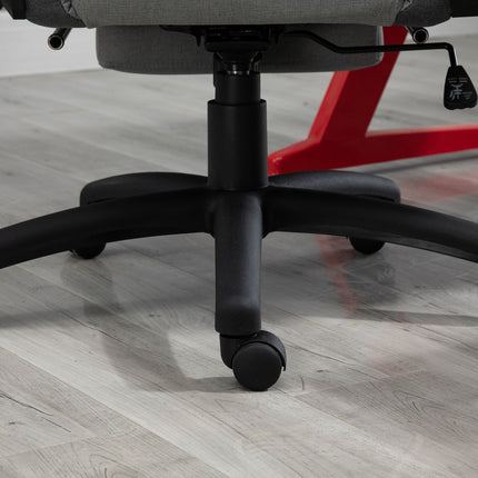 Ergonomická šedá kancelářská židle s polštáři pod hlavu a bedra