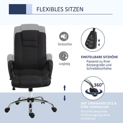 Ergonomická černá kancelářská židle s opěrkou hlavy, výškově nastavitelná