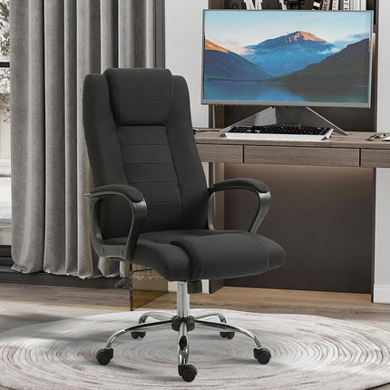 Ergonomická černá kancelářská židle s opěrkou hlavy, výškově nastavitelná