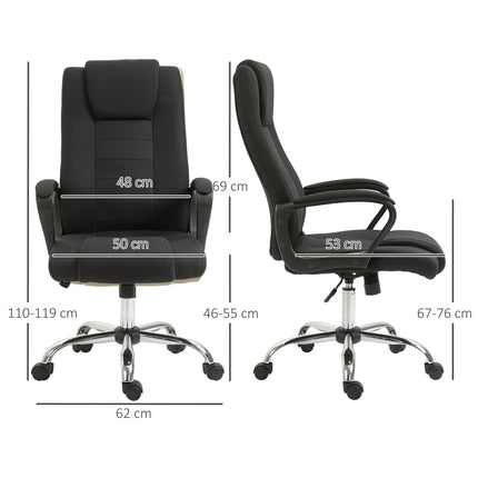 Ergonomická černá kancelářská židle s opěrkou hlavy, výškově nastavitelná