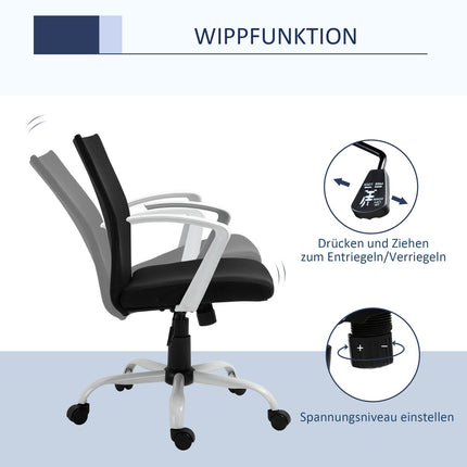 Kancelářská židle, ergonomická síťovaná opěrka, otočná 360°, černá
