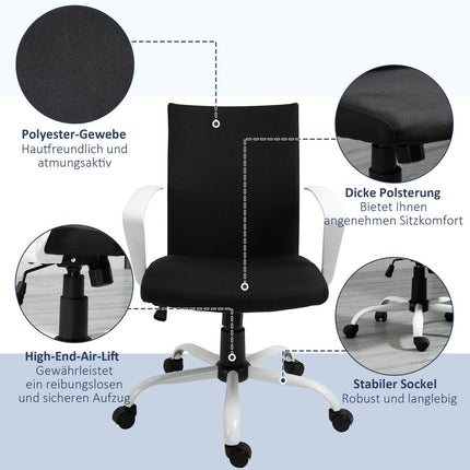 Kancelářská židle, ergonomická síťovaná opěrka, otočná 360°, černá