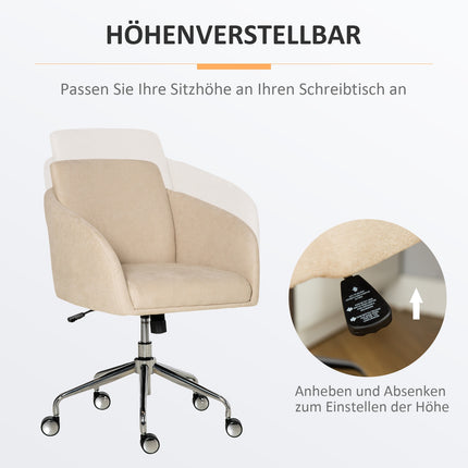 Ergonomická béžová kancelářská židle – nastavitelná výška, otočná