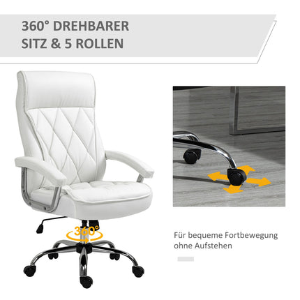 White ergonomic office chair - adjustable height, swivel, tilt