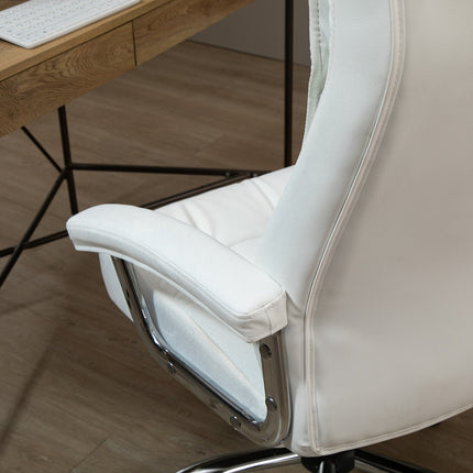 White ergonomic office chair - adjustable height, swivel, tilt