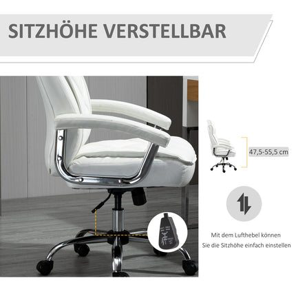 White ergonomic office chair - adjustable height, swivel, tilt