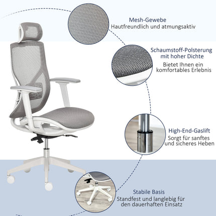 Ergonomická herní kancelářská židle, otočná s bederní opěrkou a 3D područkami