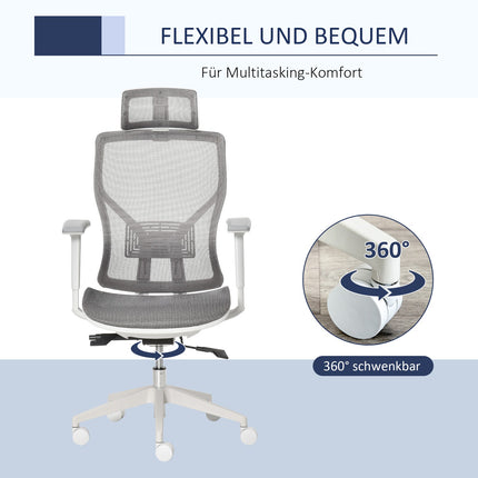 Ergonomická herní kancelářská židle, otočná s bederní opěrkou a 3D područkami