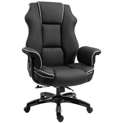 Ergonomická kancelářská židle z černé umělé kůže, nastavitelná, s područkami