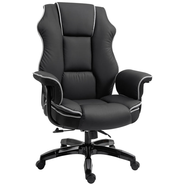 Ergonomická kancelářská židle z černé umělé kůže, nastavitelná, s područkami