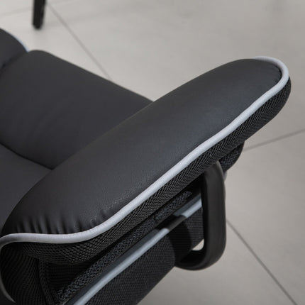 Ergonomická kancelářská židle z černé umělé kůže, nastavitelná, s područkami