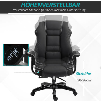 Ergonomická kancelářská židle z černé umělé kůže, nastavitelná, s područkami