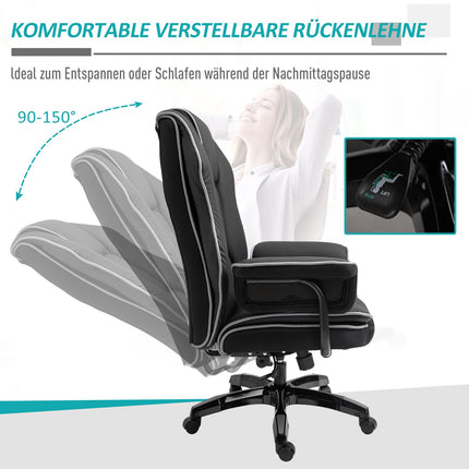 Ergonomická kancelářská židle z černé umělé kůže, nastavitelná, s područkami
