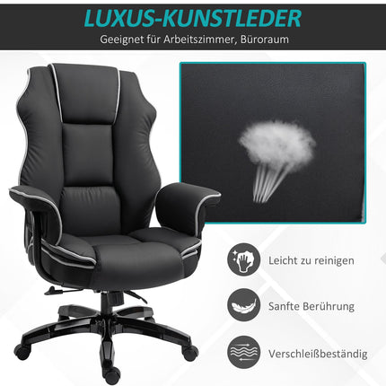 Ergonomická kancelářská židle z černé umělé kůže, nastavitelná, s područkami