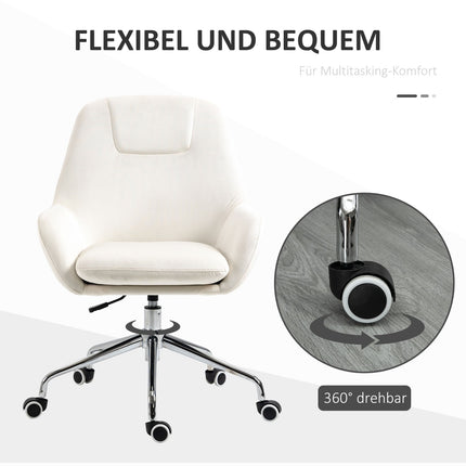 Ergonomická otočná kancelářská židle, výškově nastavitelná, samet krémová