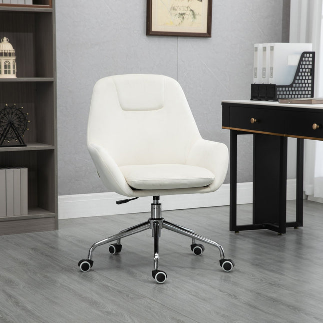 Ergonomická otočná kancelářská židle, výškově nastavitelná, samet krémová