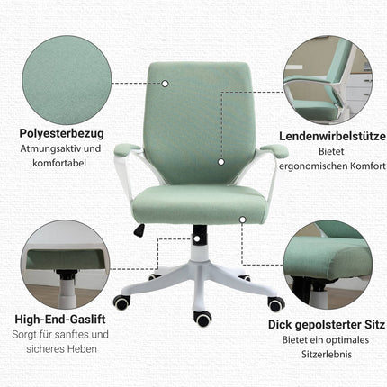 Ergonomická zeleno-bílá kancelářská židle, funkce naklápění, otočná o 360°