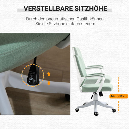 Ergonomická zeleno-bílá kancelářská židle, funkce naklápění, otočná o 360°
