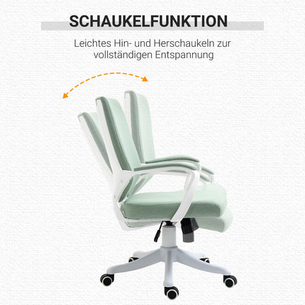 Ergonomická zeleno-bílá kancelářská židle, funkce naklápění, otočná o 360°