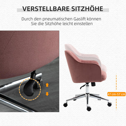 Sametová kancelářská židle s houpacím mechanismem, nastavitelná výška, červená