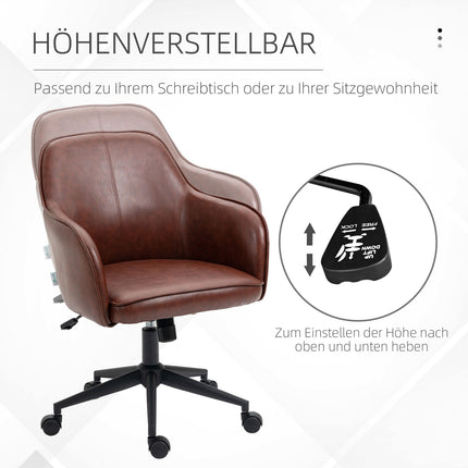 Nastavitelná kancelářská židle, umělá kůže, houpací funkce, hnědá