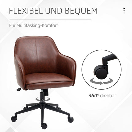 Nastavitelná kancelářská židle, umělá kůže, houpací funkce, hnědá
