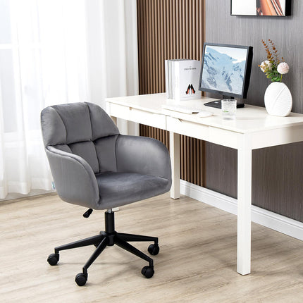 Ergonomická sametová kancelářská židle, výškově nastavitelná, šedá