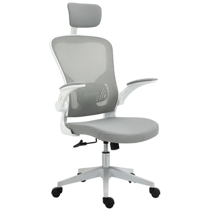 Ergonomická kancelářská židle, vysoká opěrka s bederní podporou, šedá