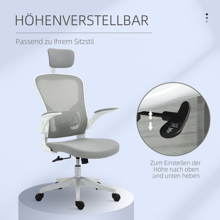 Ergonomická kancelářská židle, vysoká opěrka s bederní podporou, šedá
