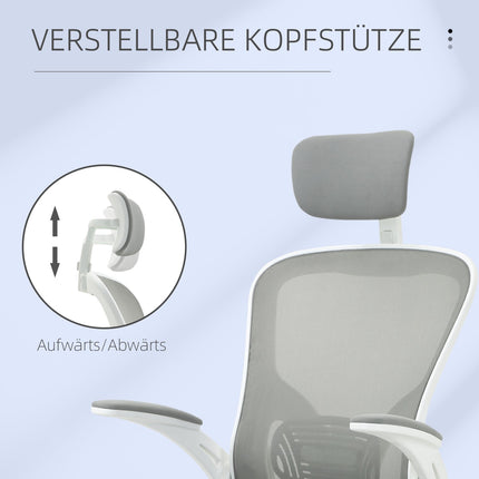 Ergonomická kancelářská židle, vysoká opěrka s bederní podporou, šedá