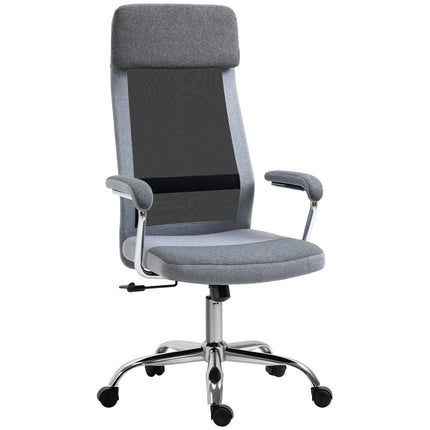 Ergonomická kancelářská židle, nastavitelná, s opěrkou hlavy, světle šedá